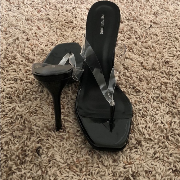 Black Thong Sandal Heels - Picture 3 of 3